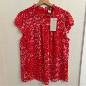 New Joie Bright Coral Floral Blouse size L